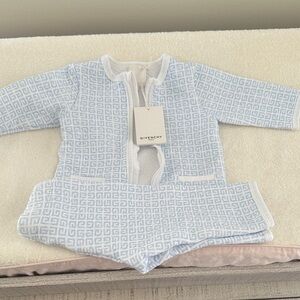 NWT Givenchy Light Blue Geometric Baby Outfit